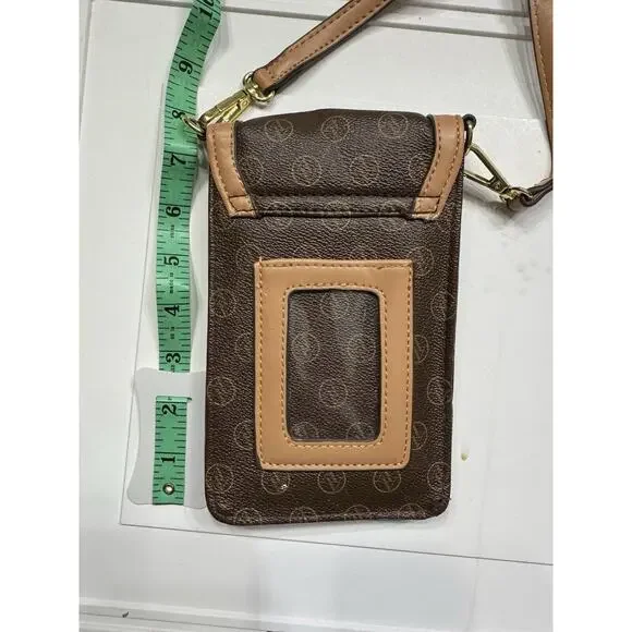 Adrienne Vittadini Crossbody Brown Phone Holder Wallet Card ID Slot - Picture 6 of 6